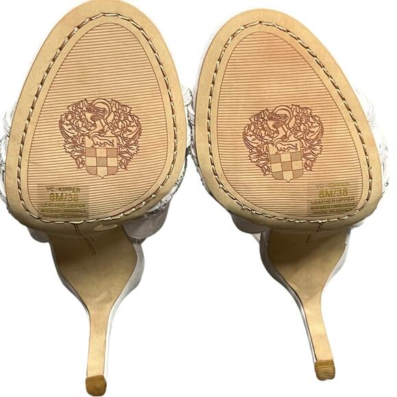 Vince Camuto Kipper Heels 8M True Sand Suede Embellished Strappy Heels Showgirl - Picture 10 of 16